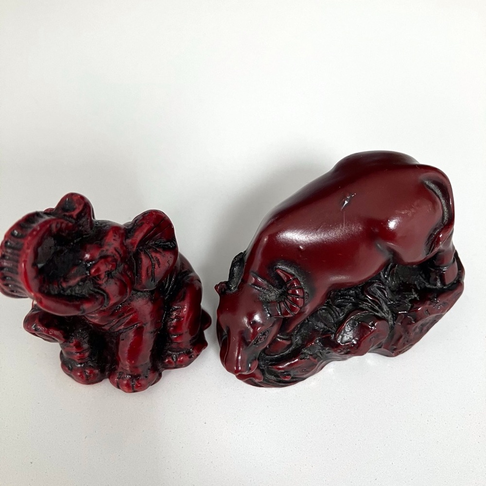 Statues Red Resin Figurines Elephant Bull Feng Shui